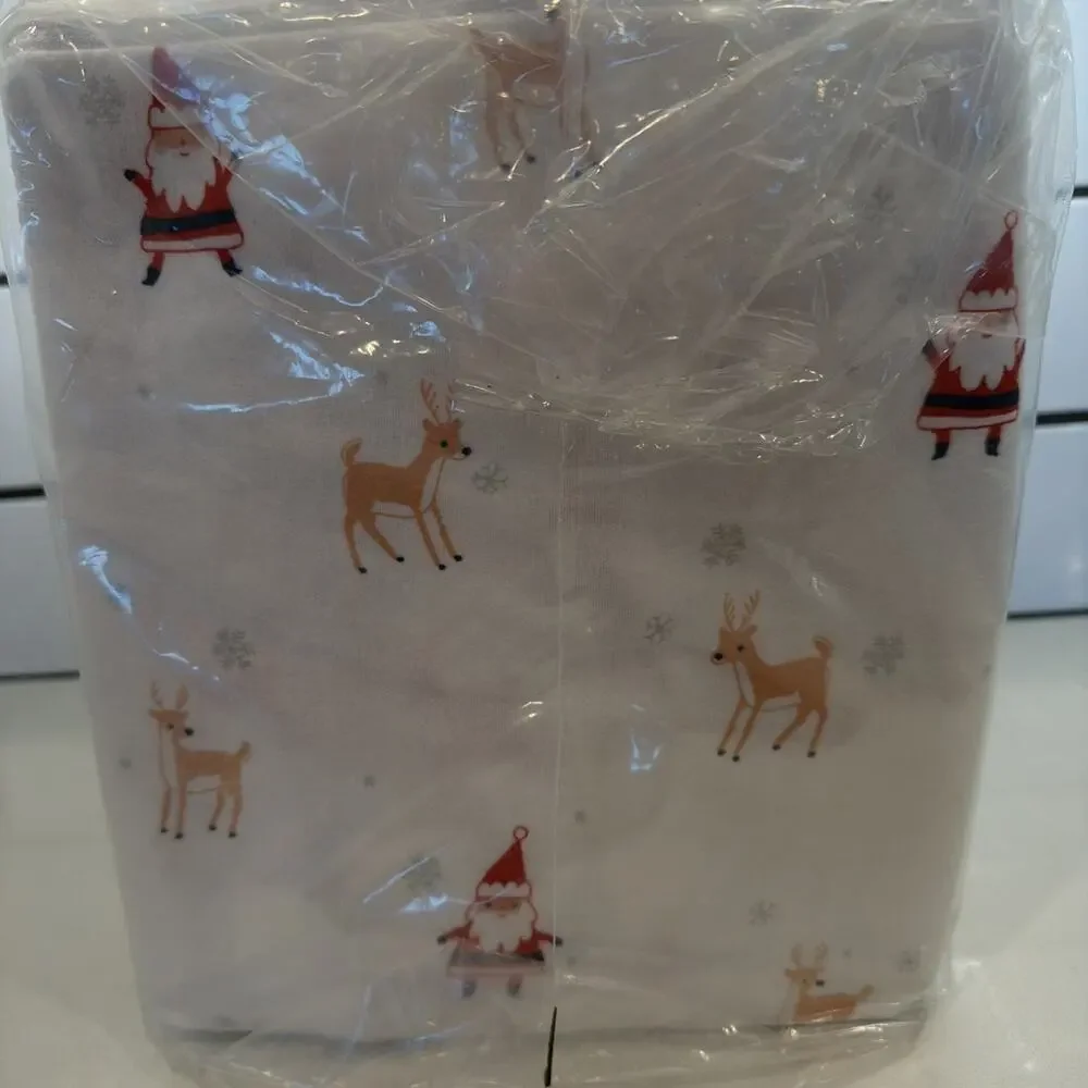 Cuddl Duds King Bed Sheet Set‎ Christmas Santa Reindeer Heavyweight Flannel NEW!